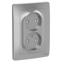Изображение товара Systeme Electric Blanca внутр Алюминий Розетка 2-ая б/з со шторками, 16А, 250В