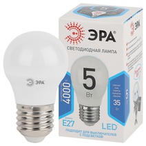 Изображение товара ЭРА Лампа светодиодная STD LED P45-5W-840-E27 5Вт шар нейтральный белый свет Е27