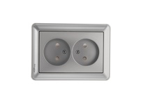 Изображение товара Systeme Electric Wessen 59 Матовый хром Розетка 2-ая б/з (в сборе, с рамкой)
