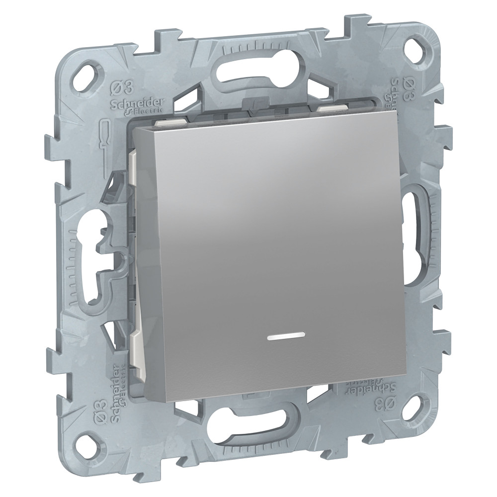 Изображение товара Schneider Electric Unica New Алюминий Выключатель 1-клавишный, с подсветкой, сх. 1а