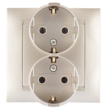 Изображение товара Simon 15 Шампань Розетка 2-ая с/з, 16А, 250В, винт.зажим