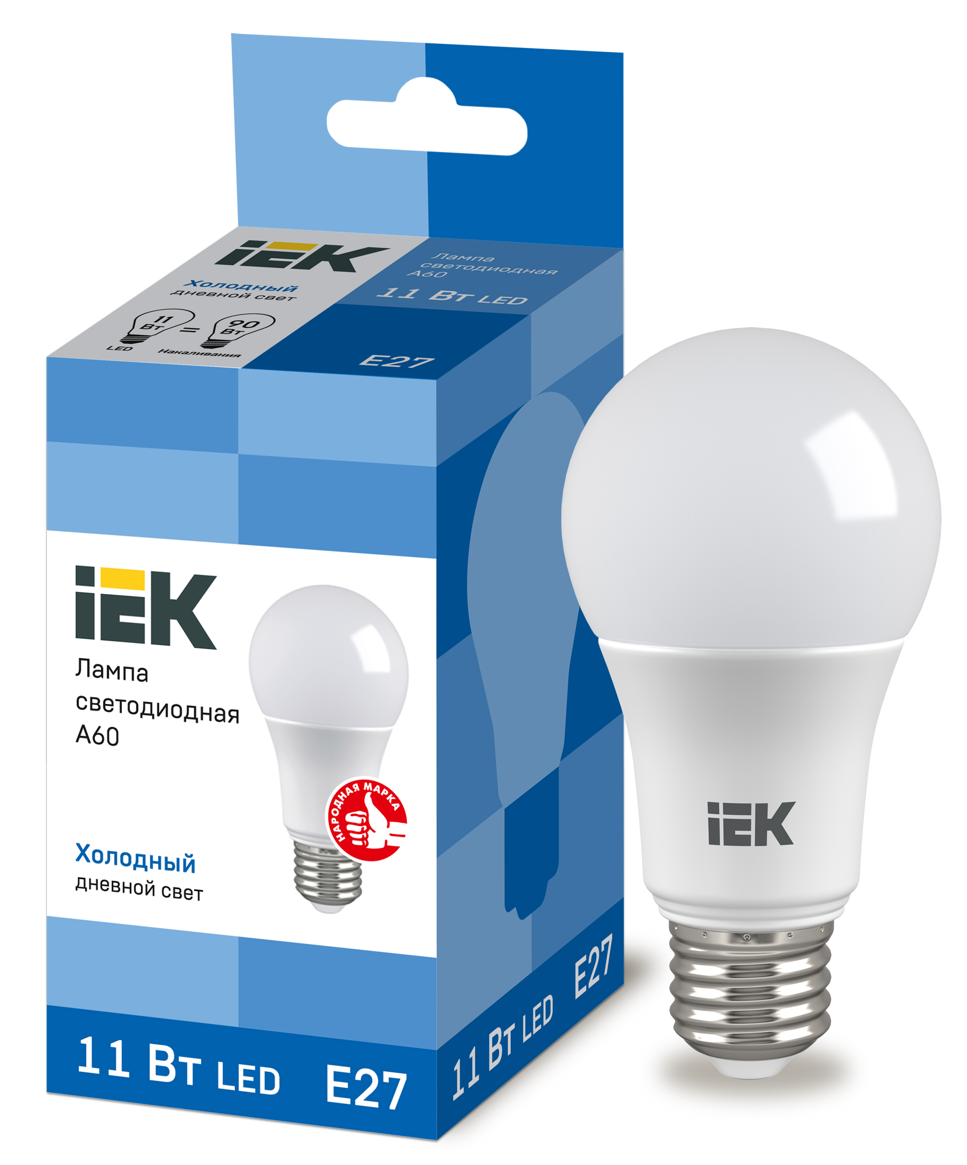 Изображение товара IEK LED A60 11W E27 6500K - грушевидная LED-лампа, 990 лм, 230V