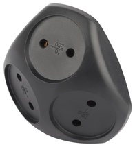 Изображение товара ЭРА Разветвитель электрический SPx-3-B на 3 розетки без заземления 10А черный