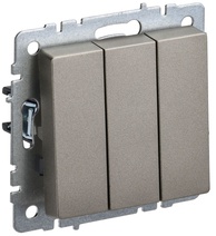 Изображение товара IEK BRITE BASE Шампань Выключатель 3-кл 10А ВС10-3-0-БрШ