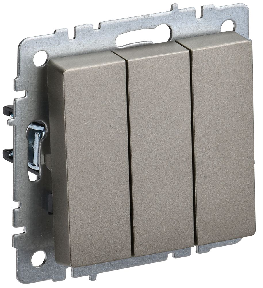 Изображение товара IEK BRITE BASE Шампань Выключатель 3-кл 10А ВС10-3-0-БрШ