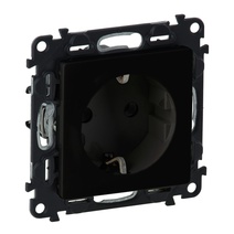 Изображение товара Legrand Valena LIFE Black. Силовая розетка 2К+З 16А 250В с лицевой панелью. Безвинтовые зажимы. Антрацит..