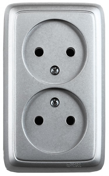 Изображение товара Hegel Альфа наруж Серебро РА16-143-06 Розетка двойная с изол. пластиной