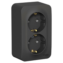 Изображение товара Systeme Electric Blanca наруж Антрацит Розетка 2-ая с/з без шторок 16А, 250В, изолир. пластина