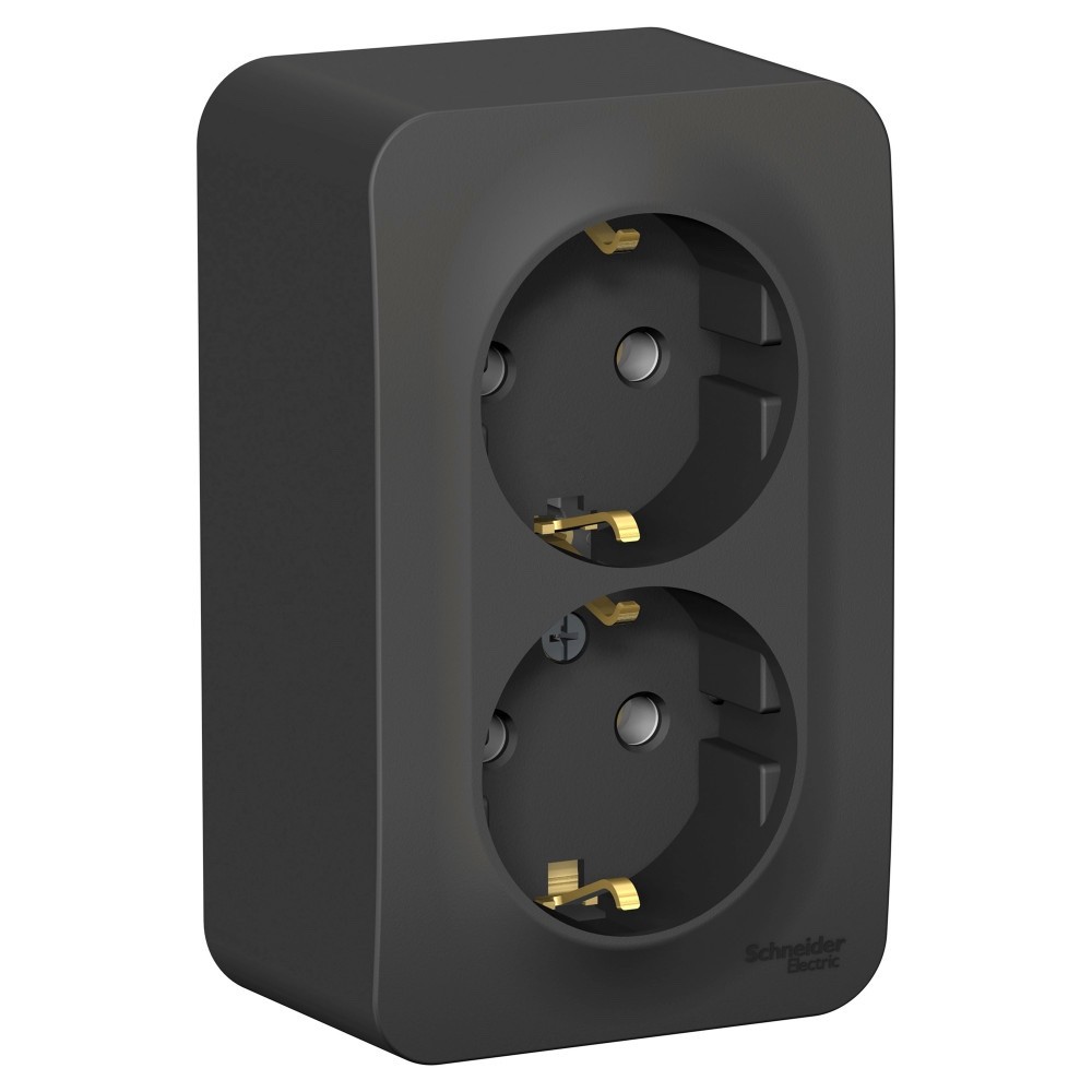 Изображение товара Systeme Electric Blanca наруж Антрацит Розетка 2-ая с/з без шторок 16А, 250В, изолир. пластина