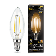 Изображение товара Gauss Лампа Filament Свеча 5W 420lm 2700К Е14 LED
