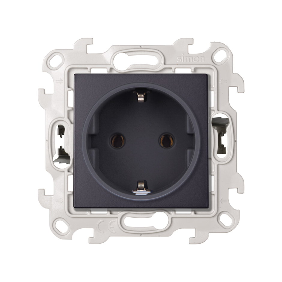 Изображение товара Simon 24 Графит Розетка 2К+3 без защитных шторок Push&Go