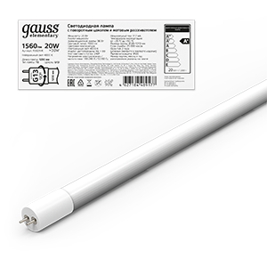 Изображение товара Лампа Gauss Elementary T8 20W 4000K G13 1200mm — поворотная LED