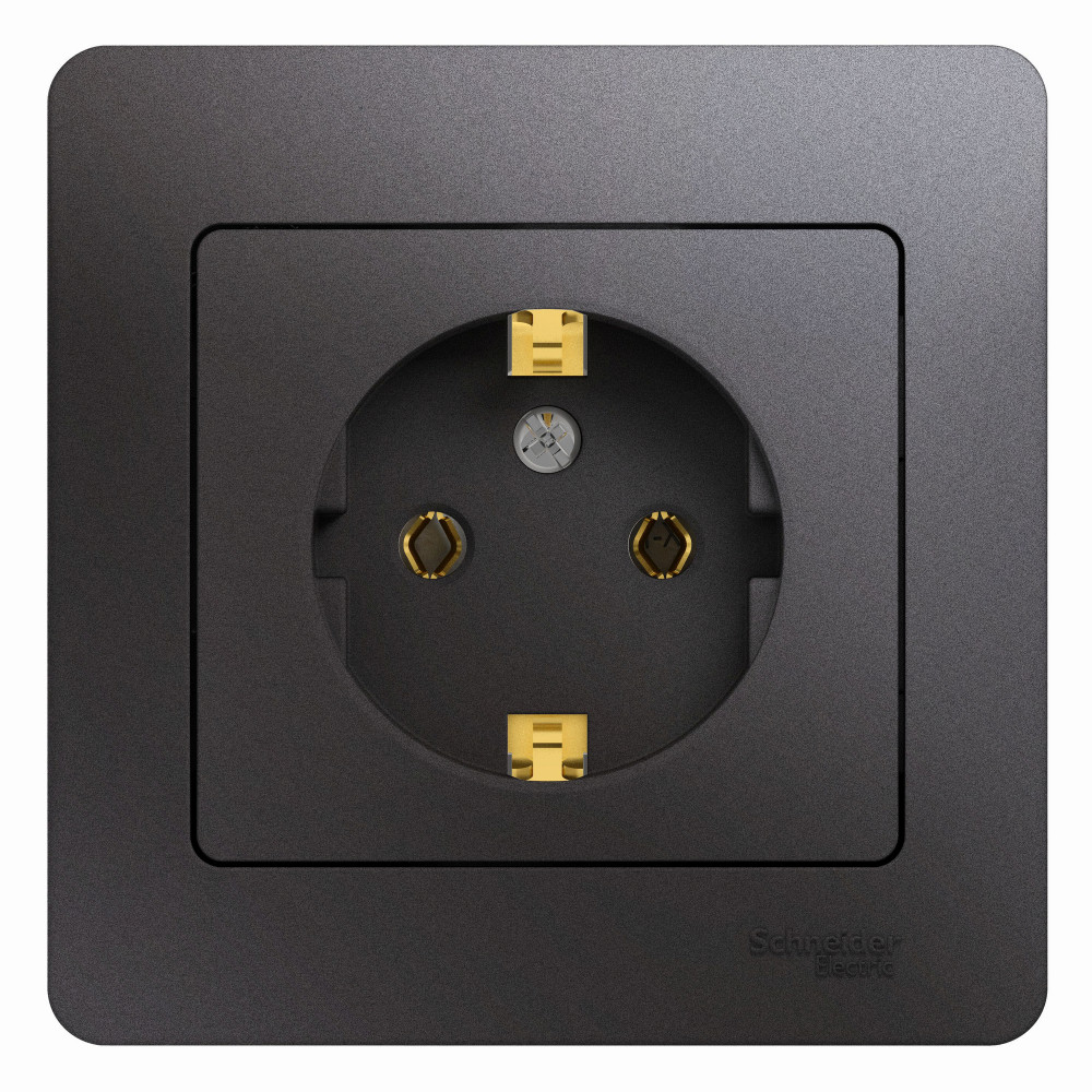 Изображение товара Systeme Electric Glossa Графит Розетка с/з (в сборе)