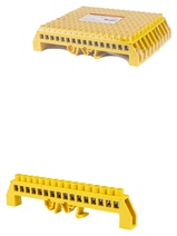 Изображение товара TDM Шина "PE" "земля" в желтом изоляторе на DIN-рейку 8x12мм 16 групп