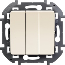 Изображение товара Legrand/Daccord INSPIRIA Слоновая кость Выключатель трехклавишный 10 AX - 250 В.