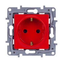 Изображение товара Legrand Etika Красный — розетка с/з, 16 А, 250 В, скрытый монтаж