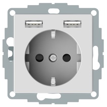 Изображение товара Schneider Electric Merten SM Aquain Бел Актив Розетка Schuko с 2 USB c зарядным устройством 2,4 A