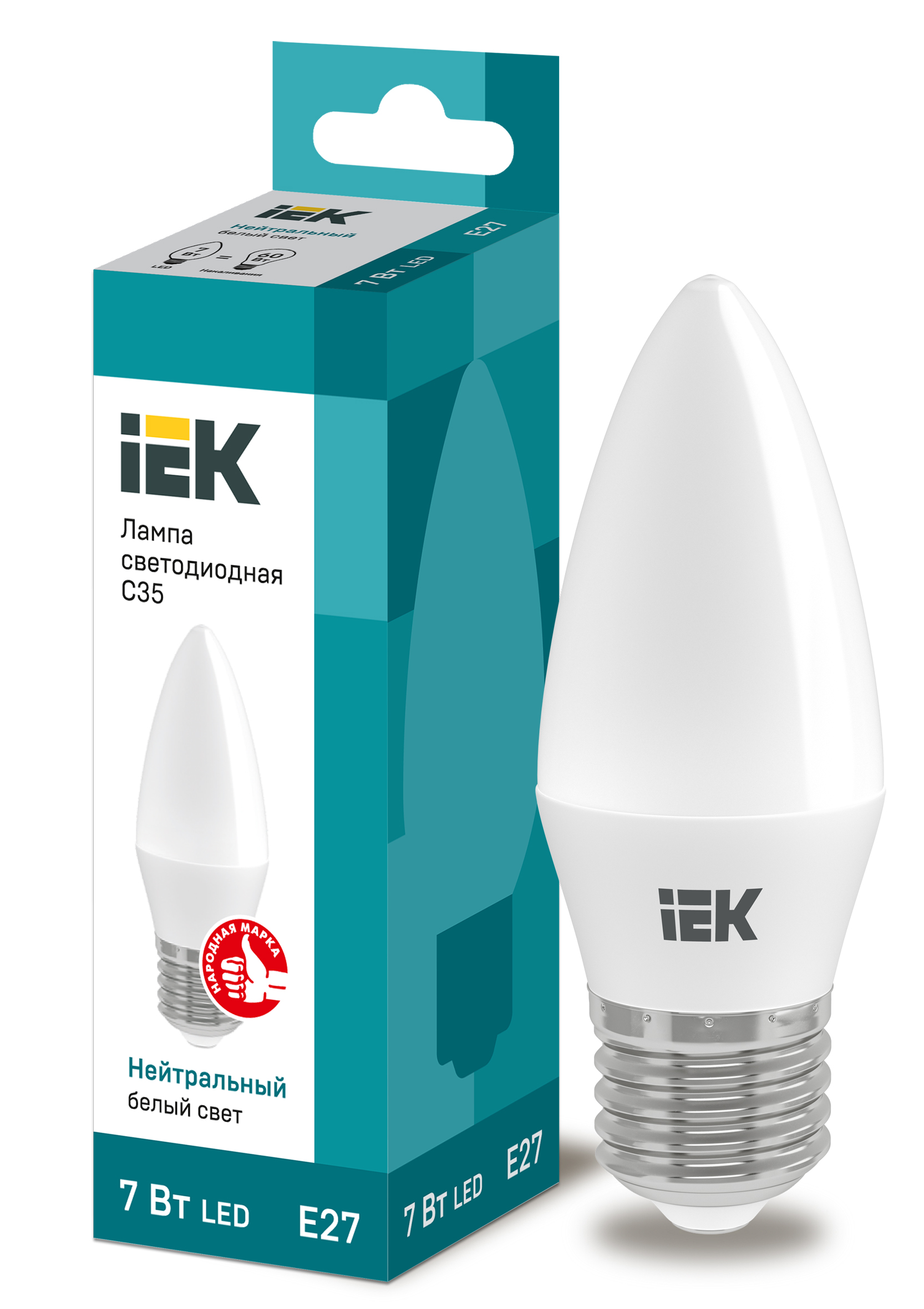 Изображение товара IEK Лампа светодиодная ECO C35 свеча 7Вт 230В 4000К E27