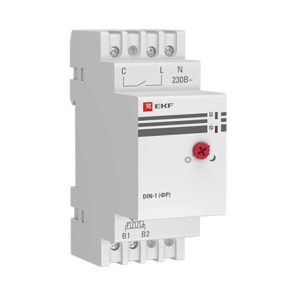 Изображение товара EKF PROxima Фотореле с выносным датчиком DIN-1 (ФР) 2-100Лк 25А 3000Вт.