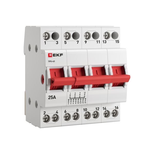 Изображение товара EKF PROxima TPS-63 4P 25A - трехпозиционный переключатель
