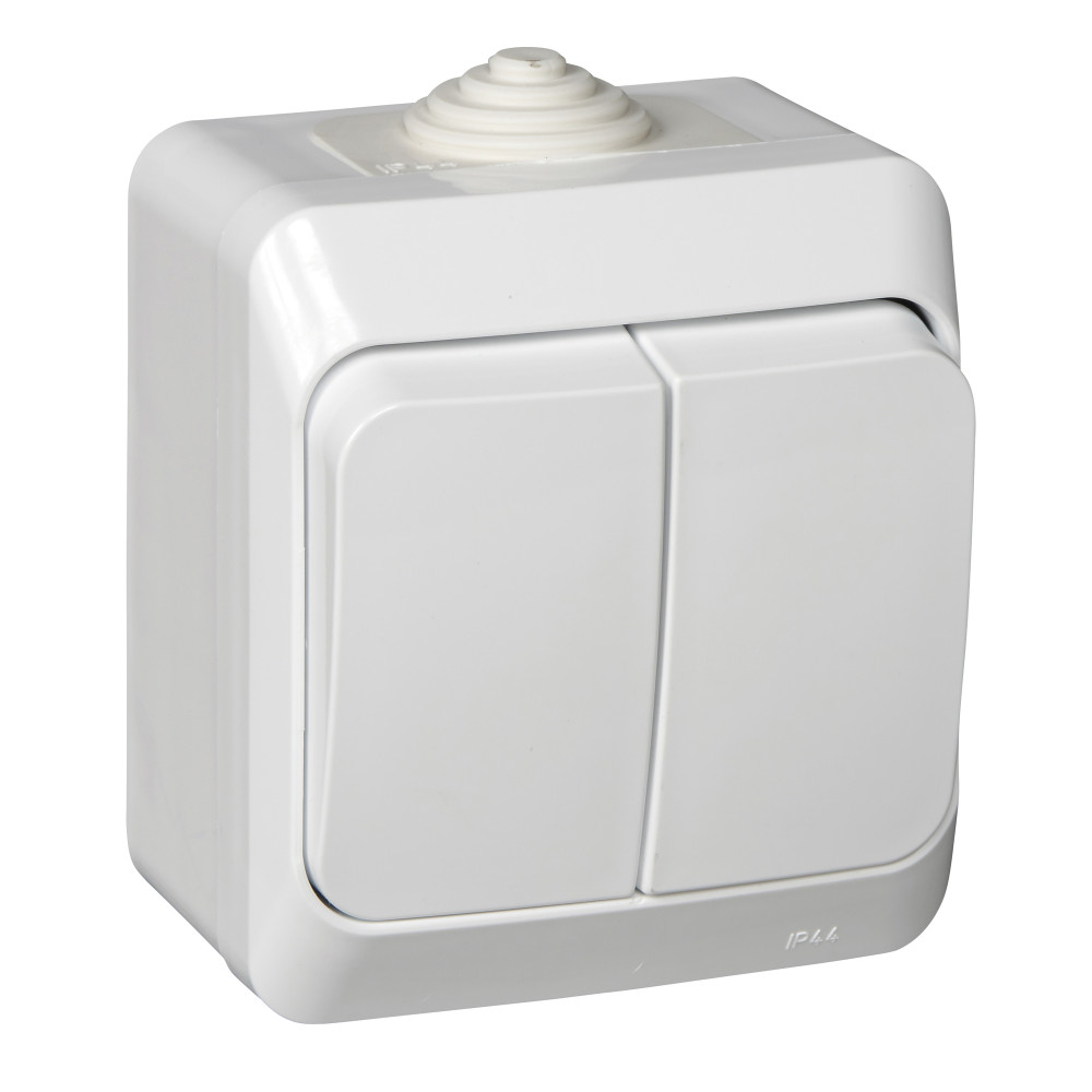 Изображение товара Systeme Electric Этюд наруж Бел Выключатель 2-клавишный IP44