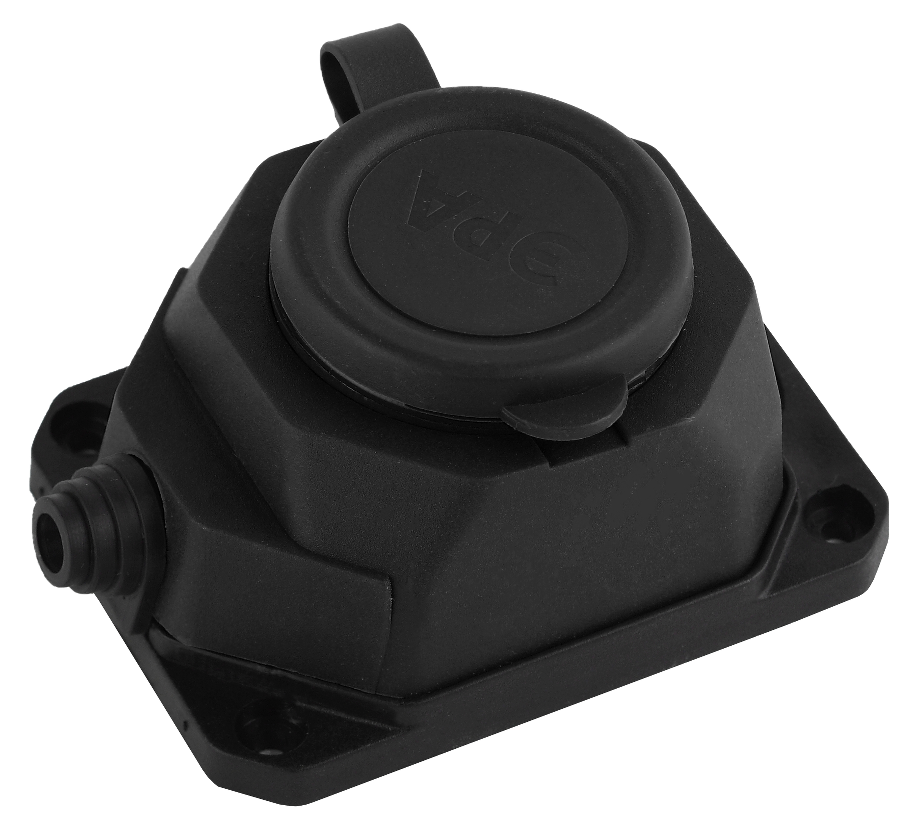 Изображение товара Колодка ЭРА K-1e-B-IP44 с заземлением, 1 розетка, 16 А, черная