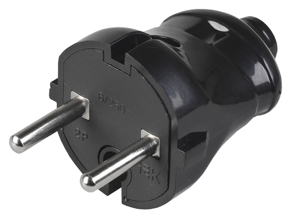 Изображение товара IEK ВПп20-02-Ст Вилка разборная прямая без з/к 6А черная