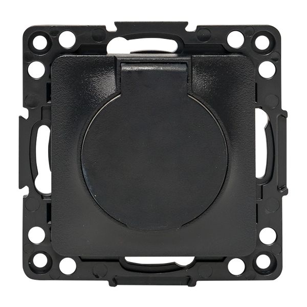 Изображение товара EKF PROxima Стокгольм Черный Розетка с/з, со шторками и крышкой, 16А, IP44.