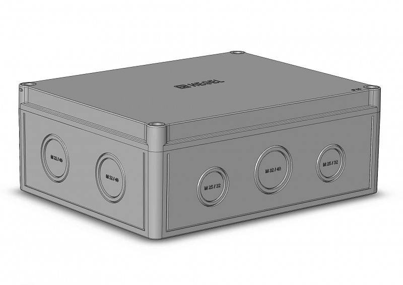 Изображение товара Hegel Коробка приборная полистирол, светло-серая, низк крышка, 4-6 вводов, пустая, внутр разм 230х180х85 мм, IP65