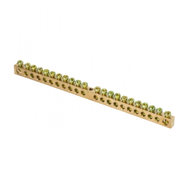 Изображение товара EKF PROxima Шина PEN "ноль-земля" (6х9мм) 22 отверстия латунь крепеж по центру.