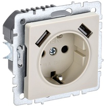 Изображение товара IEK BRITE BASE Бежевый Розетка с з/к/ш 16А с USB A+A 3,1А РЮш10-2-БрКр Изображение товара IEK BRITE BASE Бежевый Розетка с з/к/ш 16А с USB A+A 3,1А РЮш10-2-БрКр