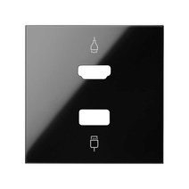 Изображение товара Simon 100 Черный глянец Накладка розетки HDMI + USB