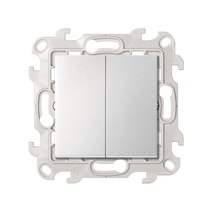 Изображение товара Simon 24 Алюминий Двухклавишный выключатель с подсветкой 10AX 250В~