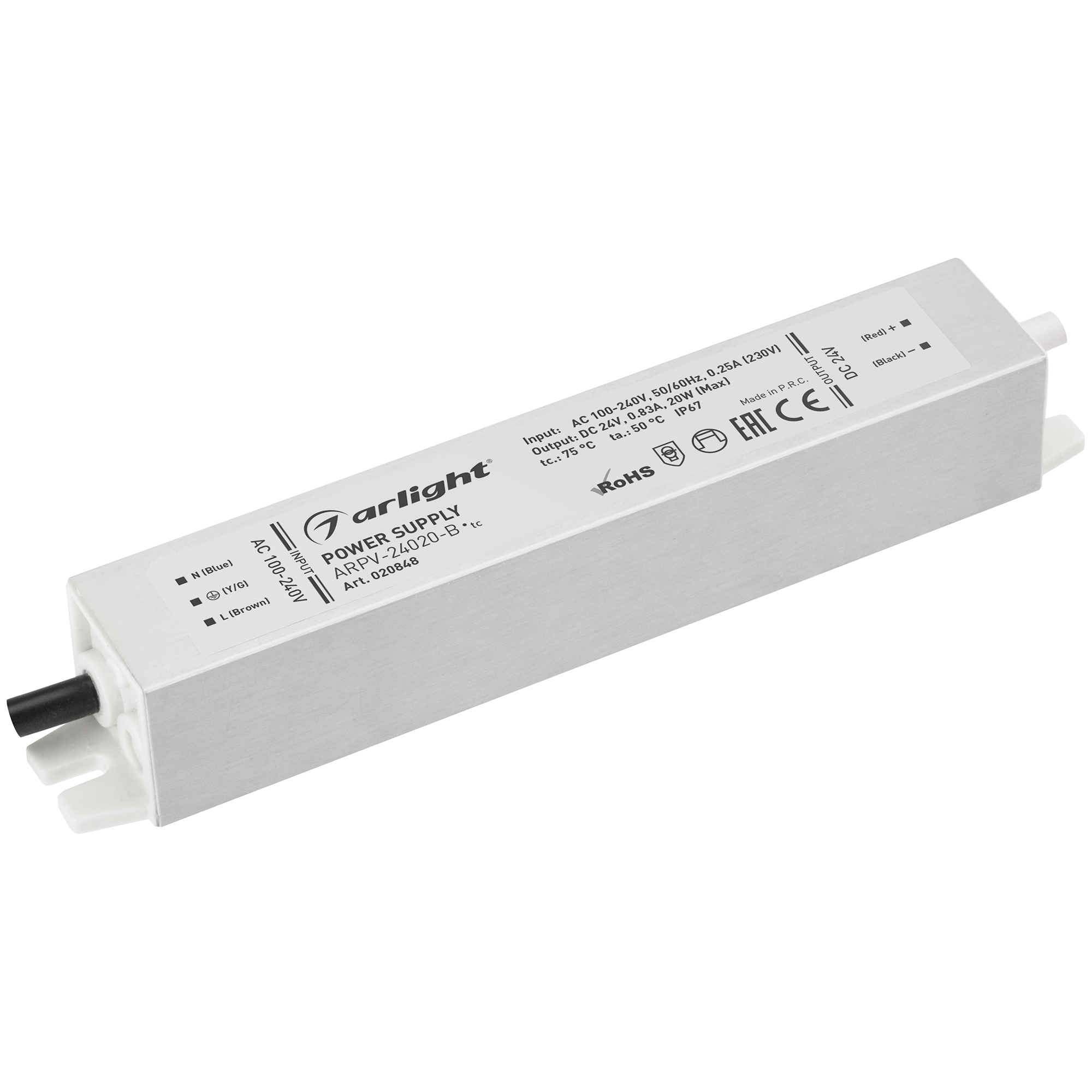 Изображение товара Arlight Блок питания ARPV-24020-B (24V, 0.8A, 20W) (IP67 Металл, 3 года)
