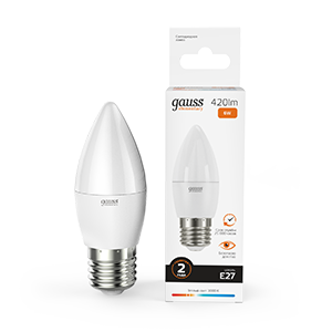 Изображение товара Gauss Лампа Elementary Свеча 6W 420lm 3000K Е27 LED