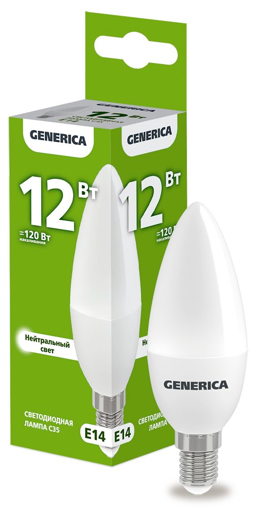 Изображение товара IEK GENERICA Лампа LED C35 свеча 12Вт 230В 4000К E14