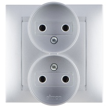 Изображение товара Simon 15 Алюминий Розетка 2-ая б/з литая, 16А, 250В, винт.зажим