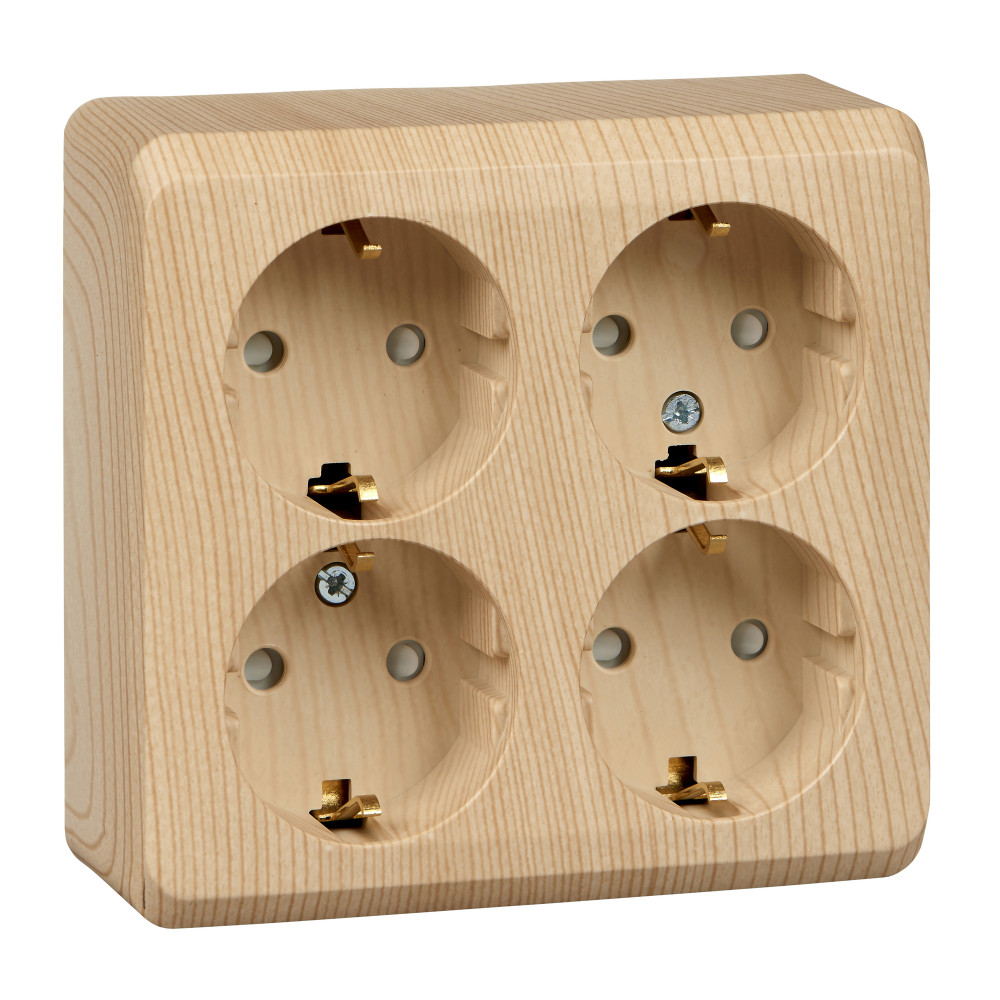 Изображение товара Systeme Electric Этюд наруж Дача Сосна Розетка 4-ая с/з со шторками