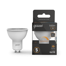 Изображение товара Gauss Лампа MR16 5W 500lm 3000K GU10 диммируемая LED 1/10/100