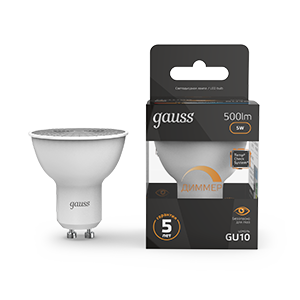 Изображение товара LED лампа Gauss MR16 5W GU10 диммируемая теплый белый свет Изображение товара LED лампа Gauss MR16 5W GU10 диммируемая теплый белый свет