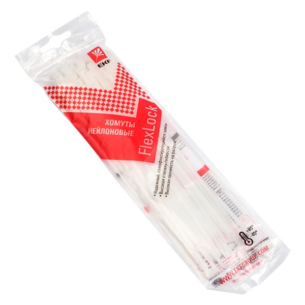 Изображение товара FlexLock P6.6 2.5x150 мм (50 шт) — белые кабельные стяжки без галогенов