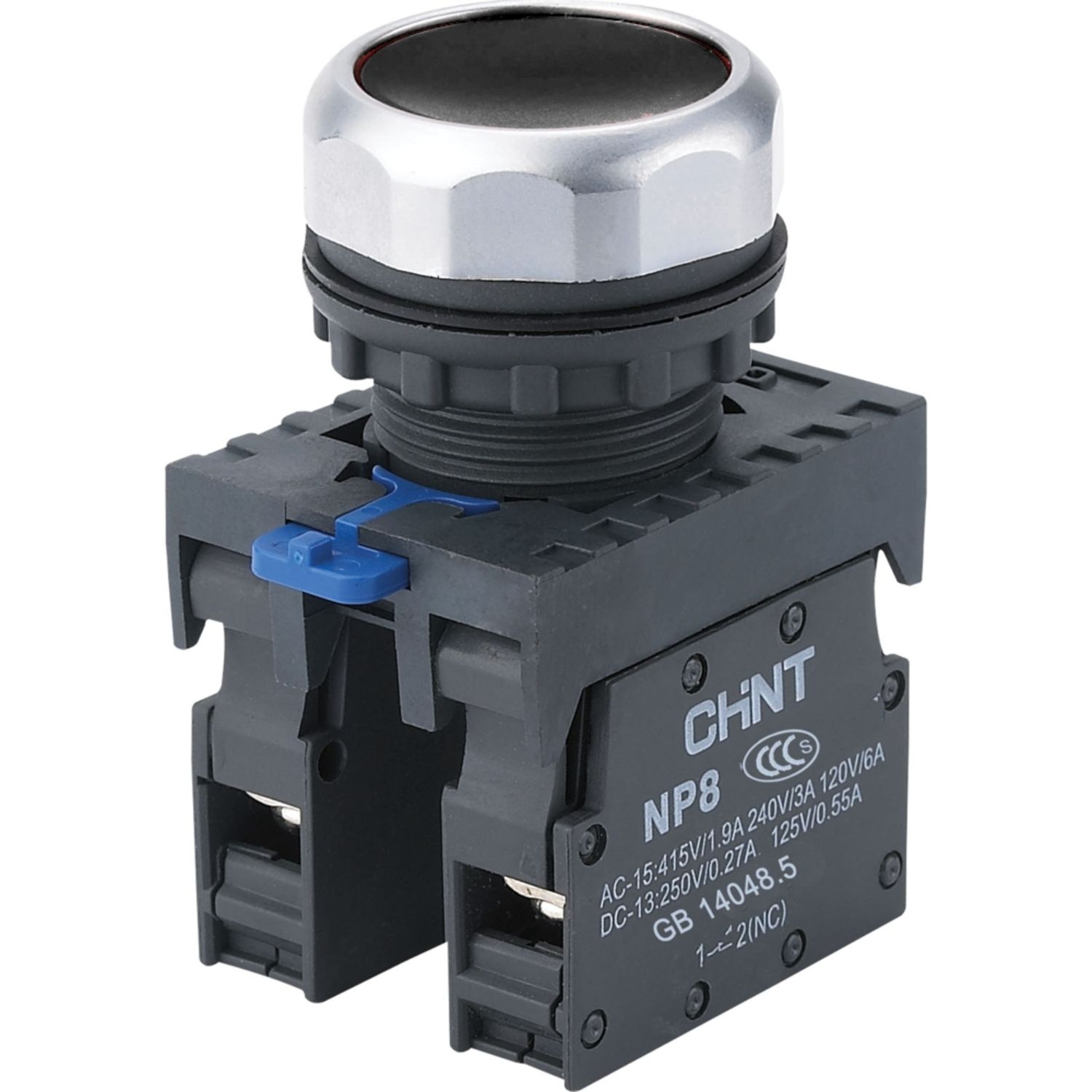 Изображение товара CHINT Кнопка управления NP8-11BN/2 без подсветки, чёрная 1НО+1НЗ IP65 (R)