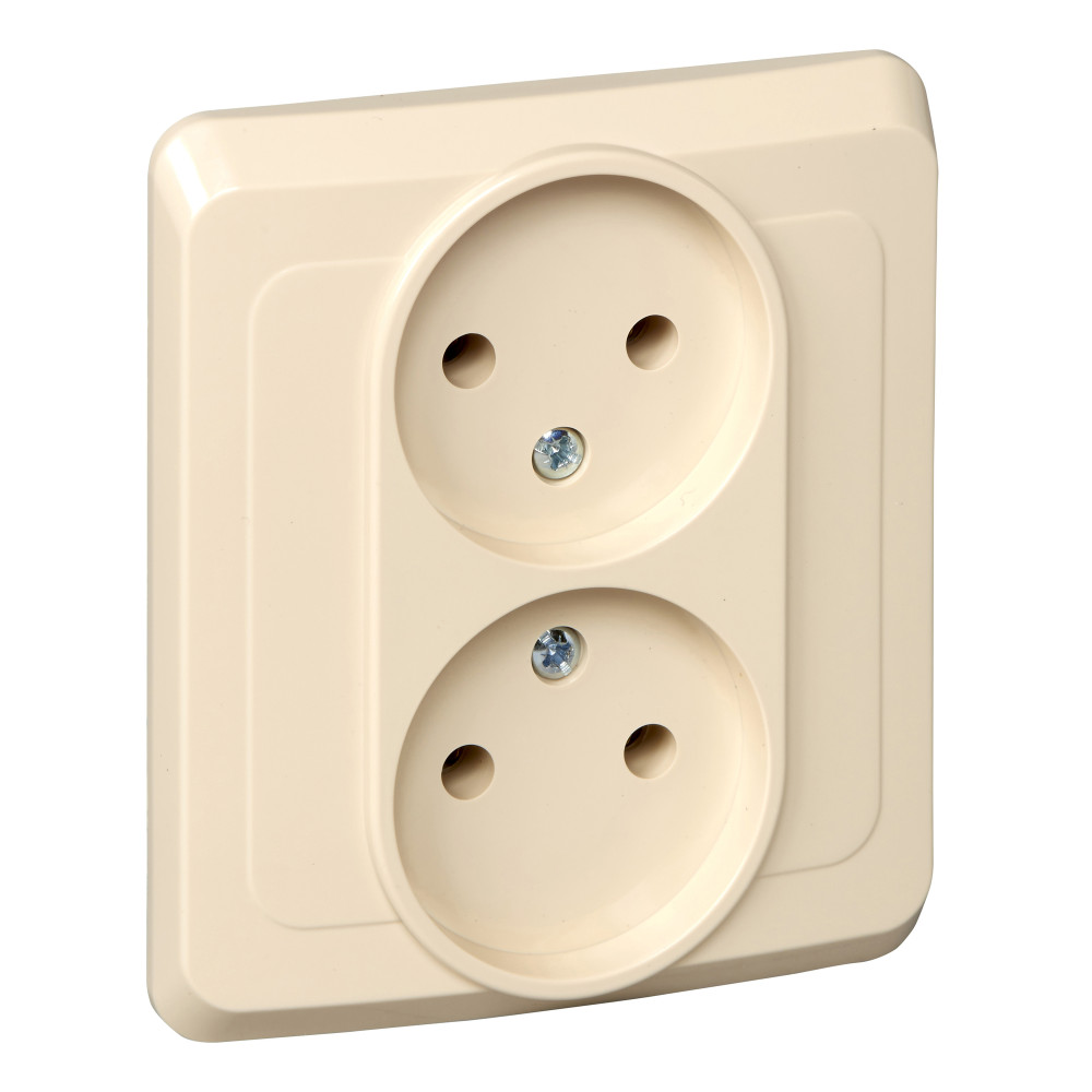 Изображение товара Розетка Systeme Electric ЭТЮД Кремовая скрытого монтажа 2 гнезда