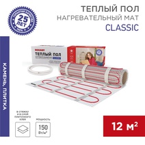 Изображение товара REXANT Тёплый пол (нагревательный мат) Classic RNX-12,0-1800 (площадь 12,0 м2 (0,5 х 24,0 м)), 1800 Вт, двухжильный с экраном.