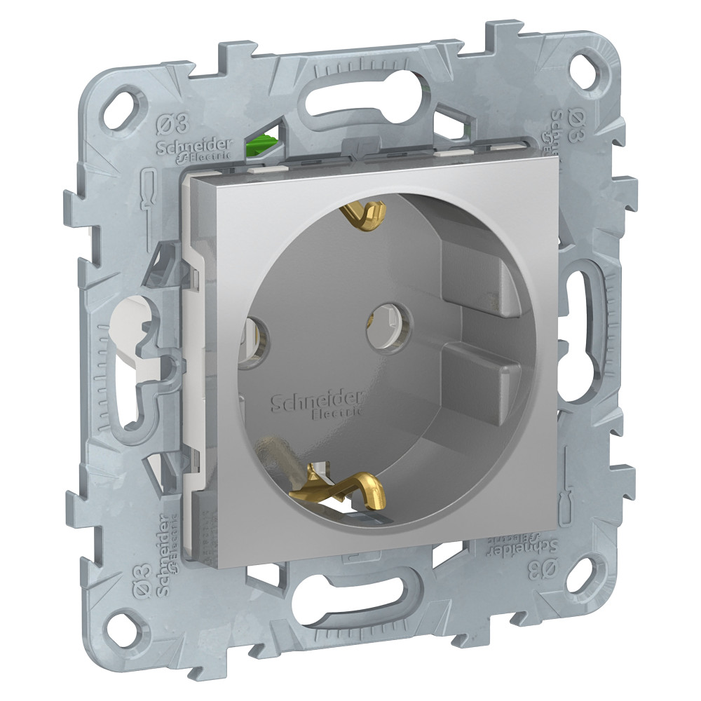 Изображение товара UNICA NEW розетка с заземлением, алюминий, 2-места, IP21, 250В