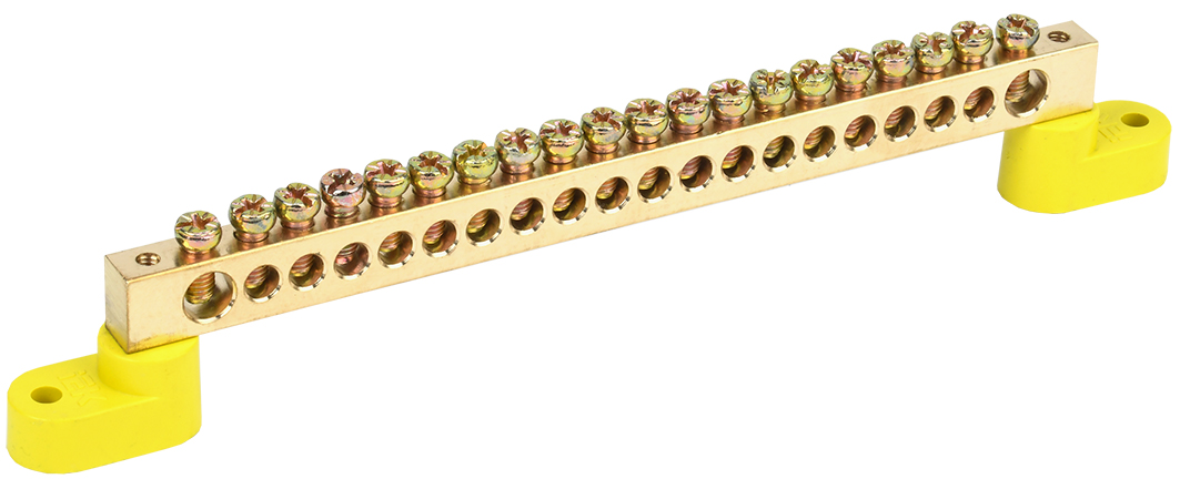 Изображение товара ШНИ-8х12-20-У2-Ж Шина латунная на изоляторе, 125 А, 20 соединений