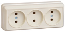 Изображение товара GENERICA OKTAVA РС23-2-ОК Розетка 3местн. без з/к 10А откр.уст. (кремовый)