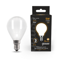 Изображение товара Gauss Лампа Filament Шар 5W 420lm 2700К Е14 milky LED