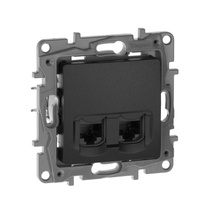 Изображение товара Legrand Etika Антрацит Розетка компьютерная 2-ая RJ45, кат.5е UTP.