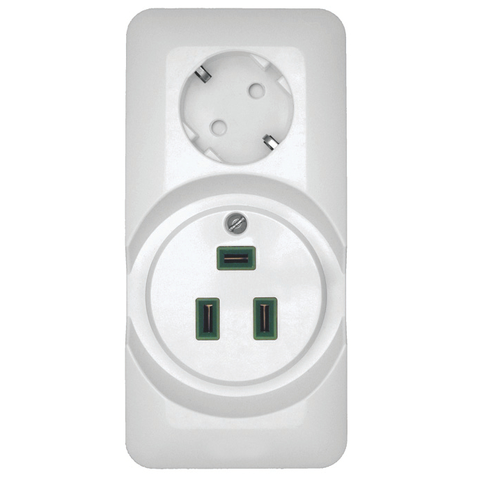 Изображение товара Systeme Electric Blanca наруж Бел Розетка 2-ая для электроплит 32А+силовая 16А (в сборе)(опт.упак.)